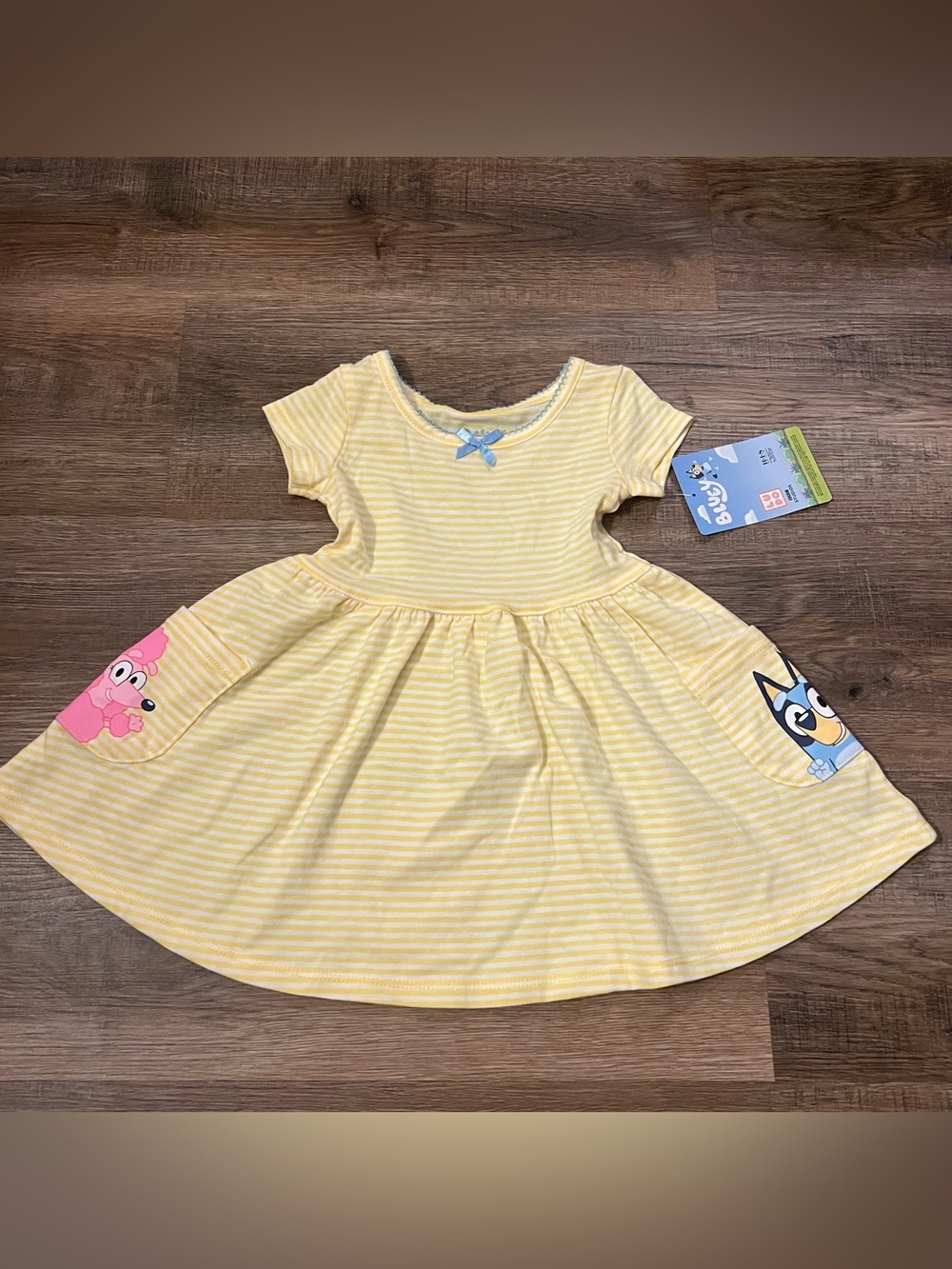 NEW NWT Bluey Yellow White Striped Toddler Girl Casual Dress Size 18M